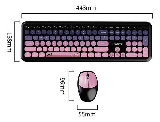 Set Teclado Y Mouse Inalámbrico Mofii Modelo 666 Colores Rosado Y Morado