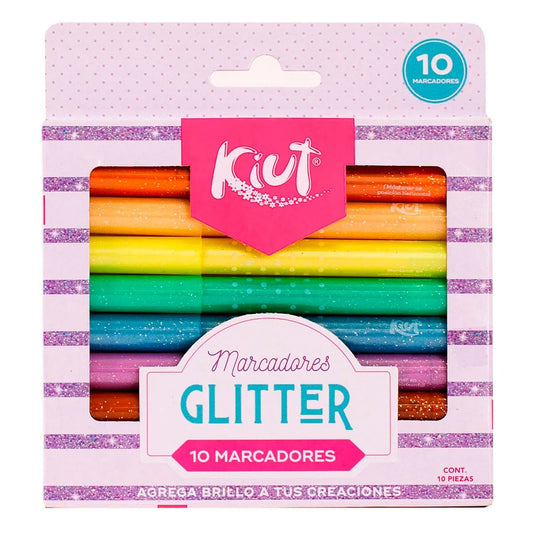 Caja De 10 Marcadores Glitter Shine Baby Kiut