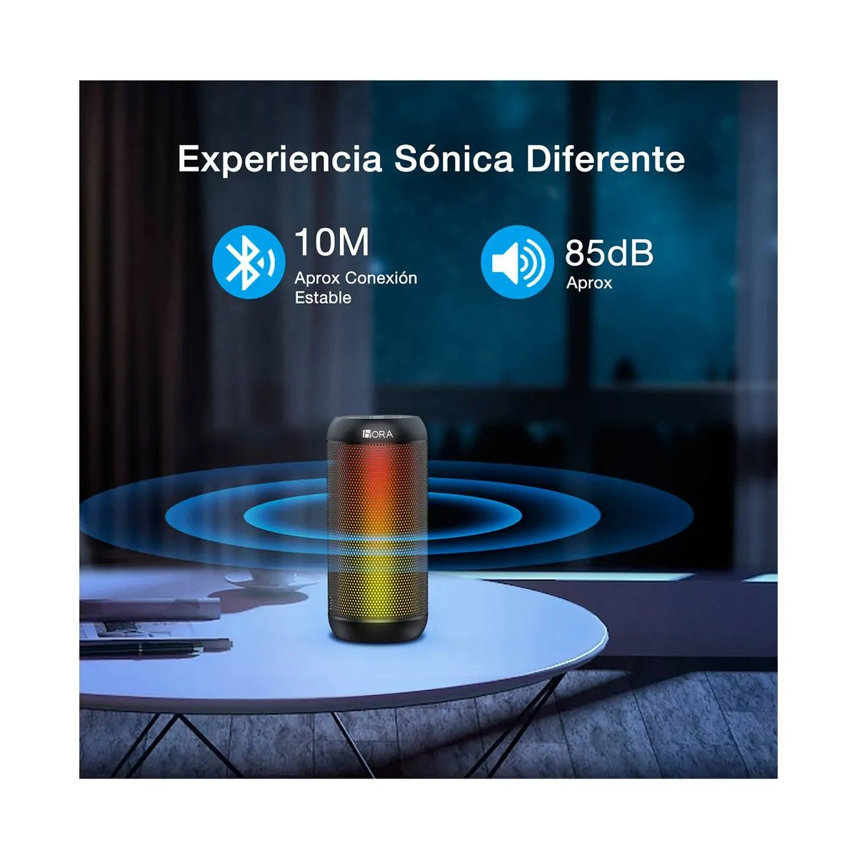 Bocina Inalambrica 1hora Mediana Con Led Colorido