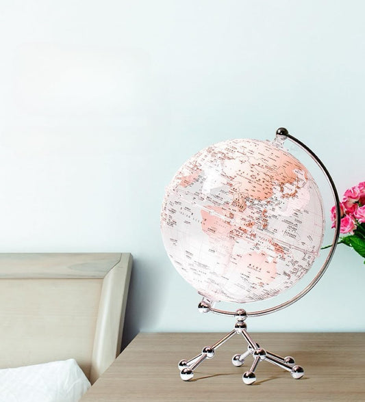 Lámpara Globo Terráqueo Rosado con Luces