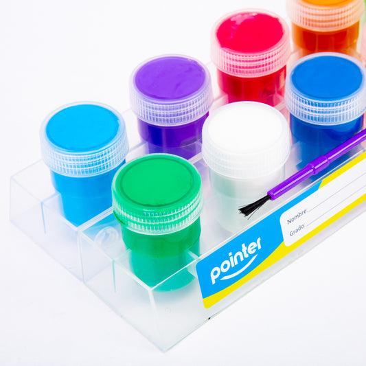 Set De 12 Colores De Témpera Con Pincel Pointer