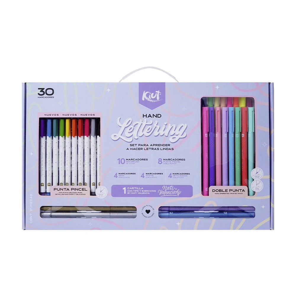 Kit De Lettering 31 Piezas Cartilla Y Marcadores Kiut