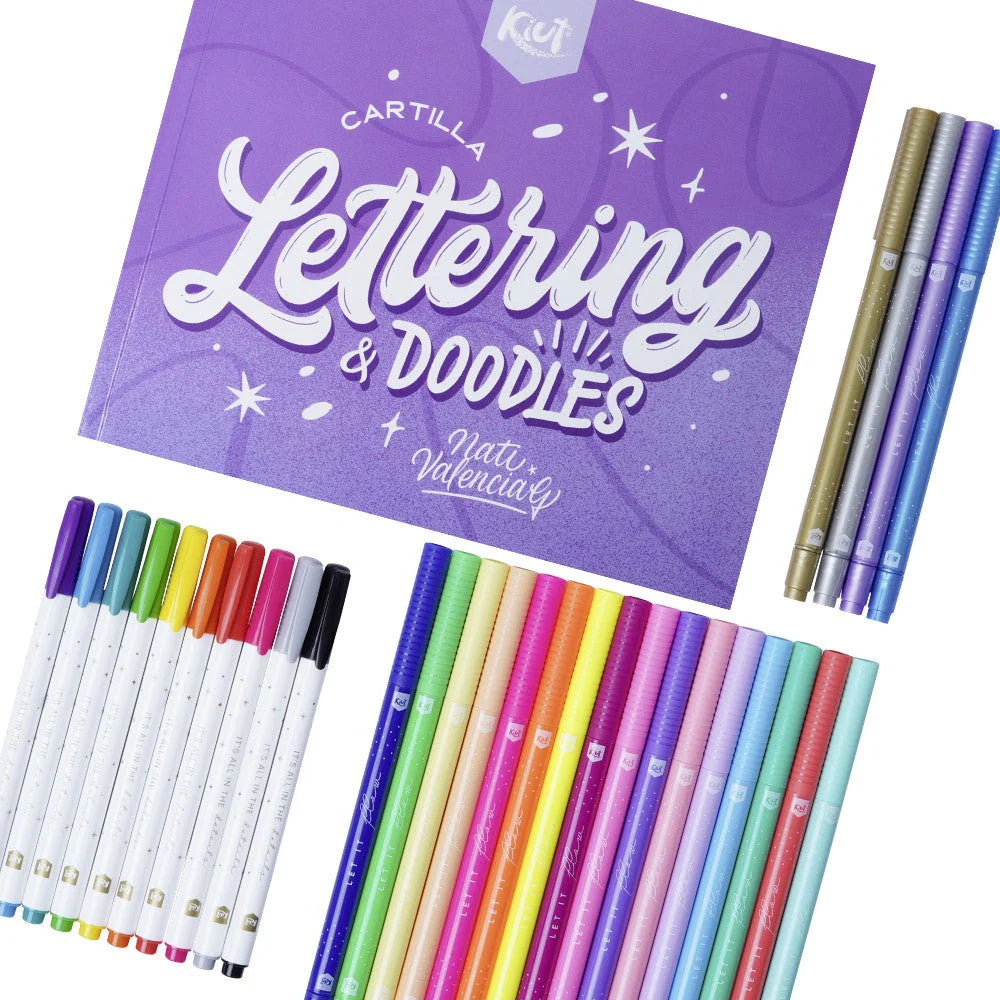Kit De Lettering 31 Piezas Cartilla Y Marcadores Kiut