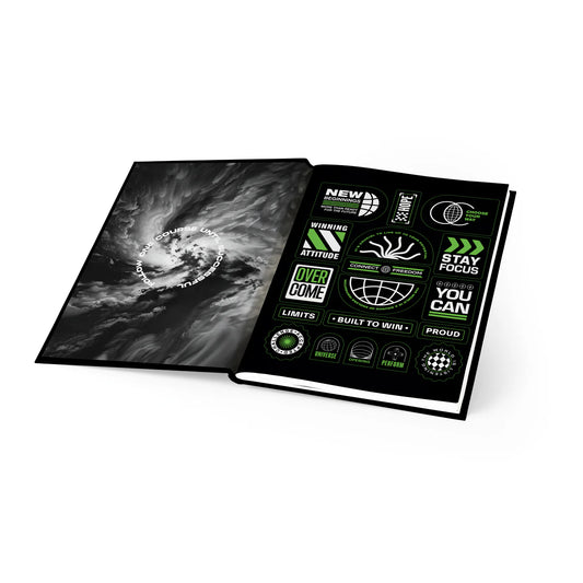 Libreta Cosida Premium In Black Pasta Dura Cuadriculada