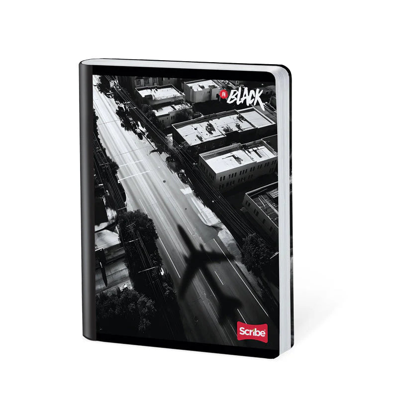 Libreta Cosida Premium In Black Cuadriculada