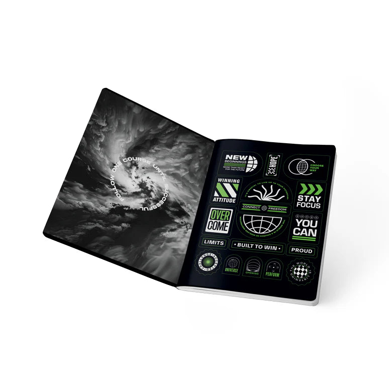 Libreta Cosida Premium In Black Cuadriculada