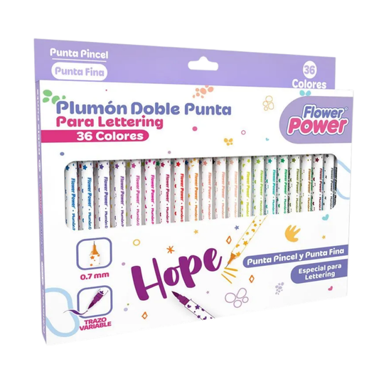 Marcadores Doble Punta Lettering Flower Power
