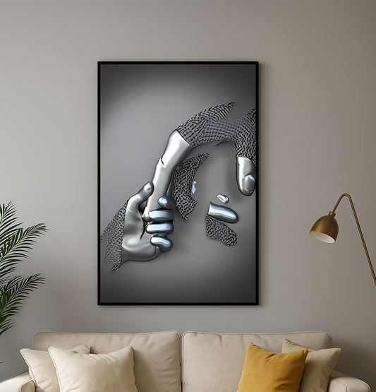 Cuadro Decorativo - Manos Plateadas