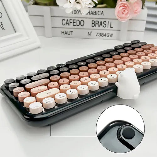Teclado Inalámbrico Modelo Anni Color Rosa Pastel