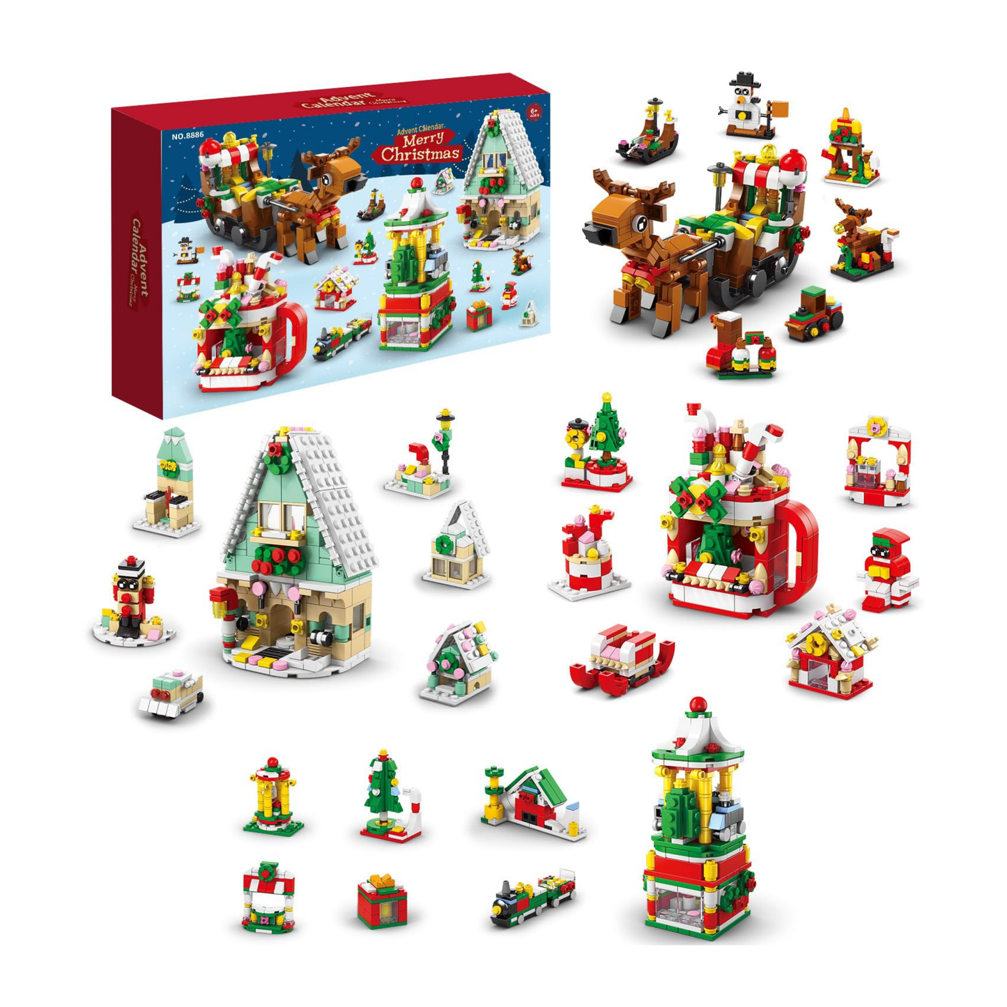 Bloques de Construcción Calendario de Adviento Feliz Navidad