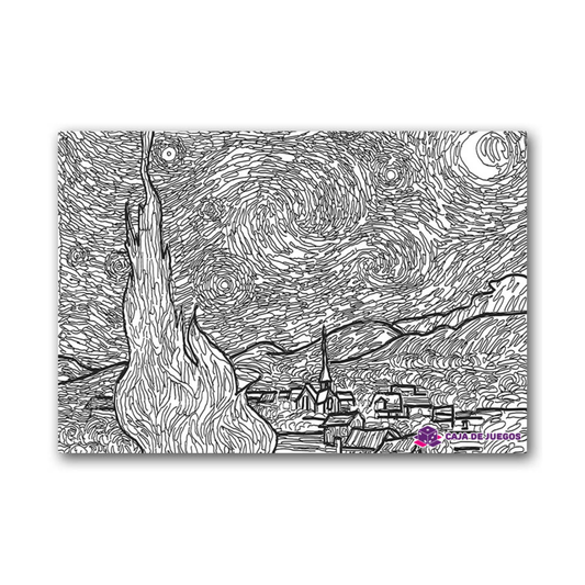 Set de rompecabezas con colores para armar y pintar La Noche Estrellada 300 piezas