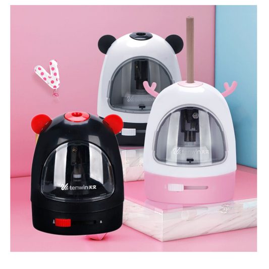 Sacapunta Eléctrico En Forma De Oso Color Negro Con Rojo Tenwin