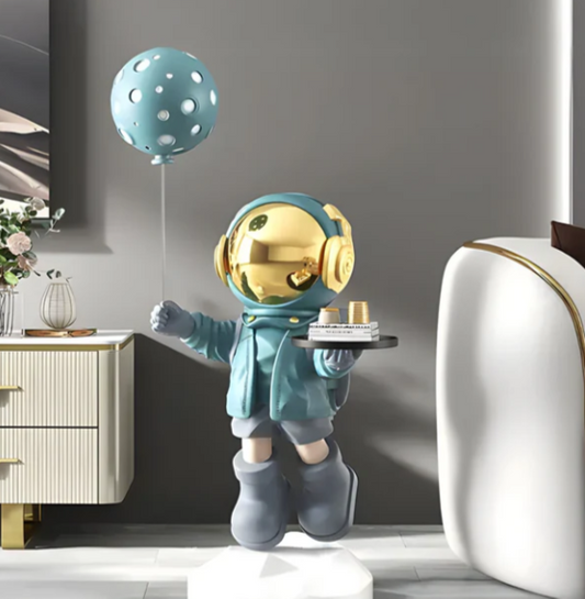 Escultura Decorativa Astronauta Aguamarina