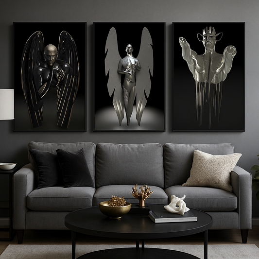 Set De Tres Cuadros - Diseños Plateados