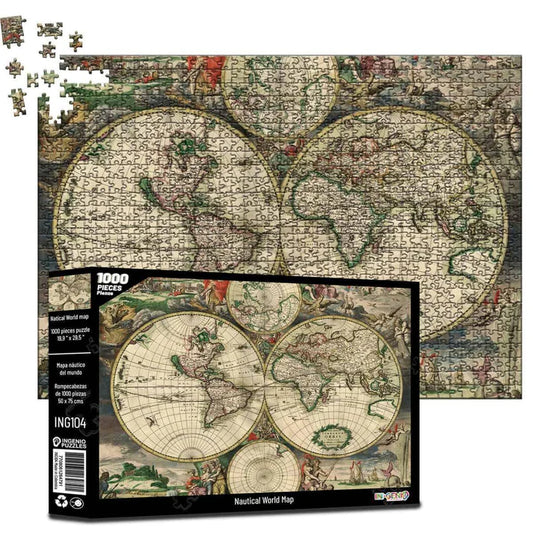 Rompecabezas 1000 Piezas Nautical World Map - Línea P