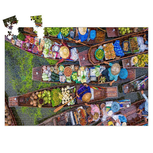 Rompecabezas 1000 piezas Mercado flotante Damnoen Saduak, Tailandia (ING212) LÍNEA P