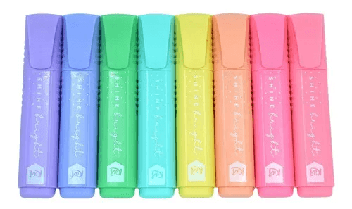 Caja De 8 Resaltadores Kiut Pastel Doble Trazo