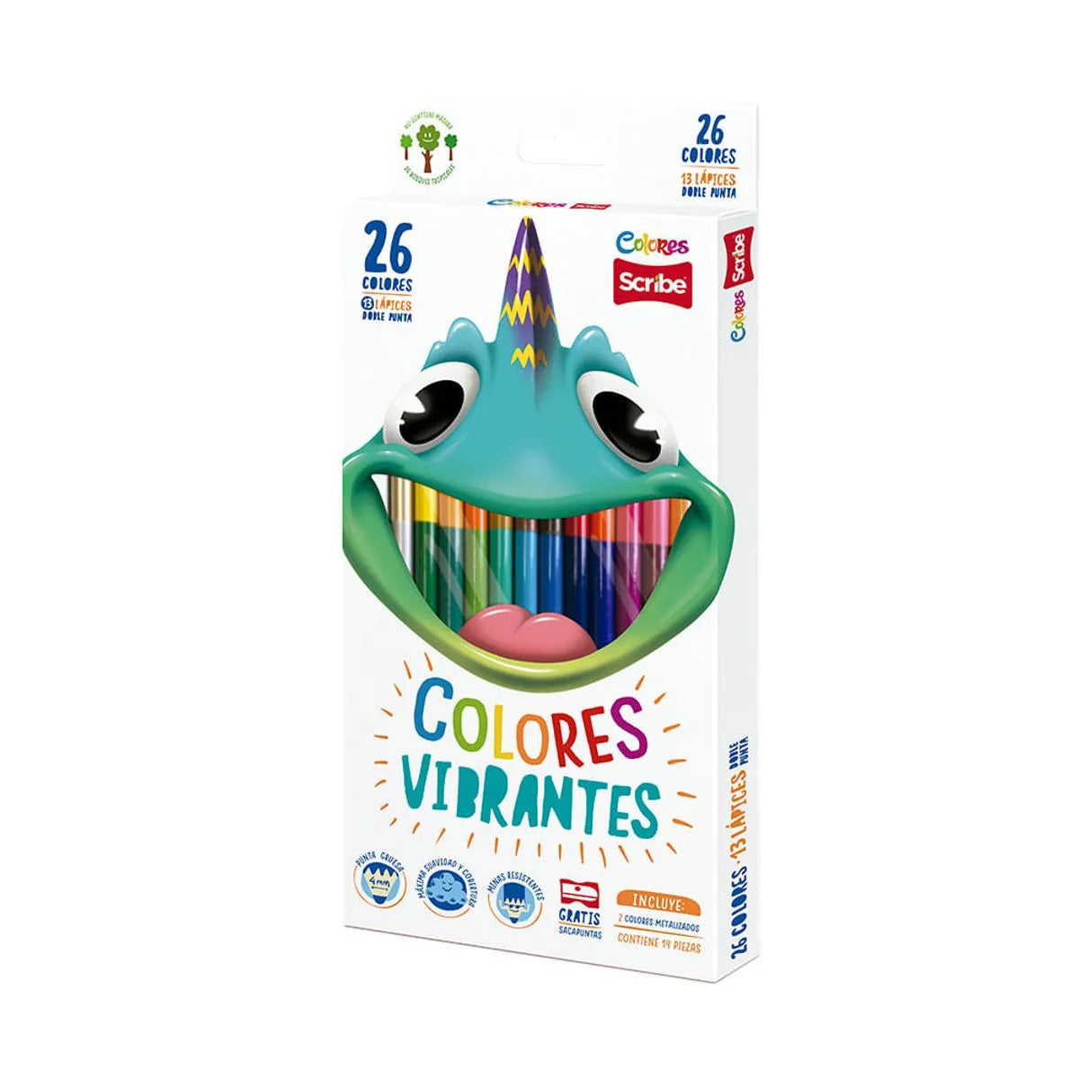 Caja De 13 Colores Doble Punta Scribe