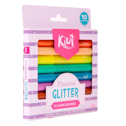 Caja De 10 Marcadores Glitter Shine Baby Kiut