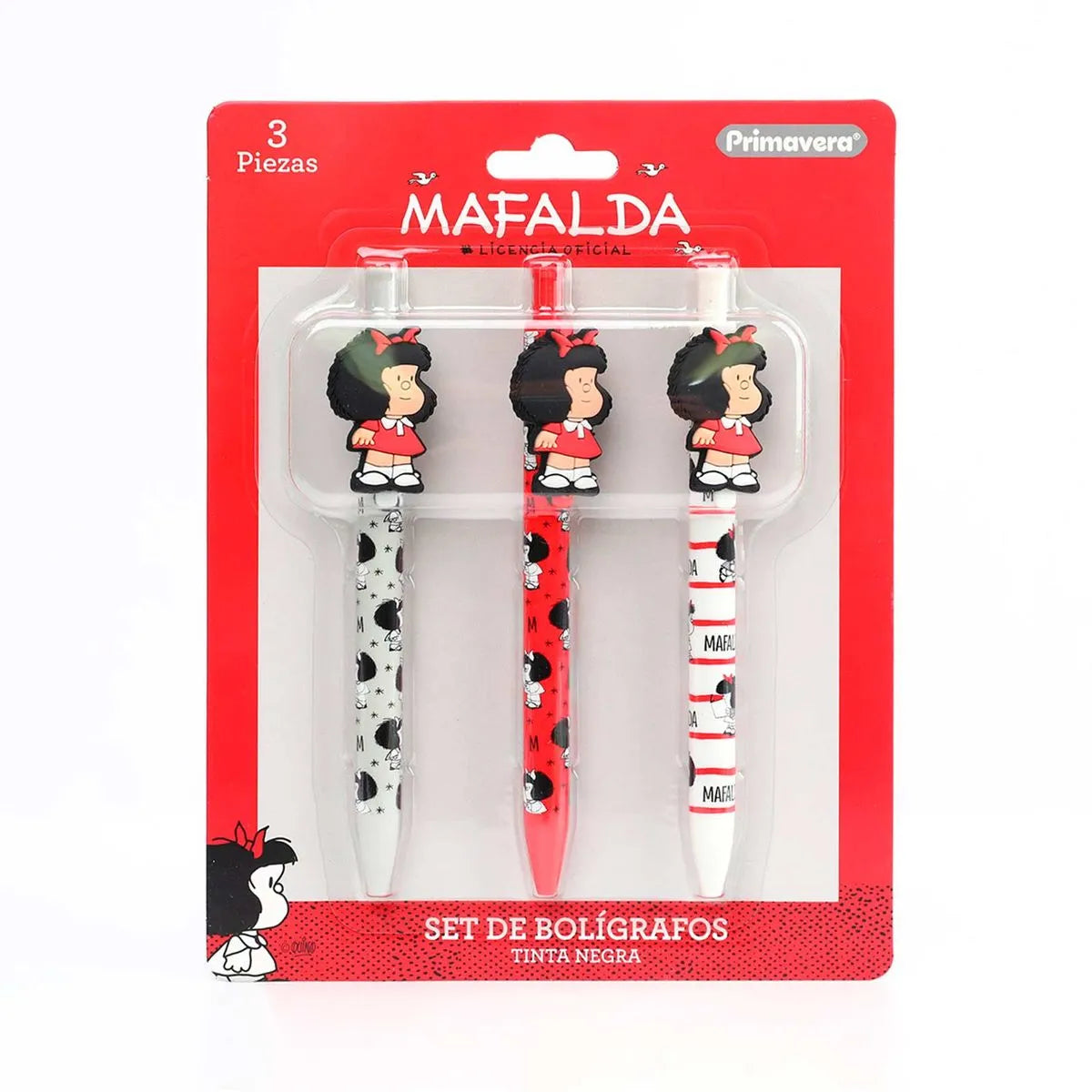 Set 3 Bolígrafos Mafalda De Tinta Negra