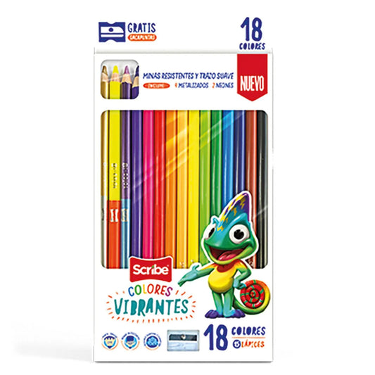 Caja De 18 Colores Vibrantes Scribe