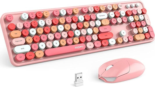 Teclado Inalámbrico Con Mouse Modelo Sweet Color Rosado
