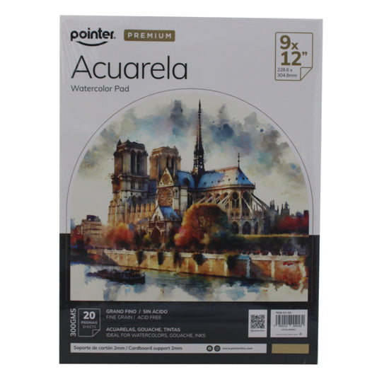 Libreta Para Acuarela Water Color Pad 9x12 Por 20 Hojas Pointer Premium