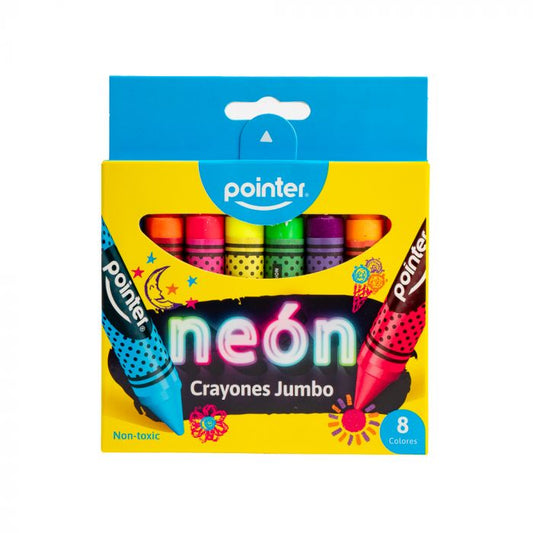 Caja De 08 Crayones De Cera Yumbo Neón Pointer