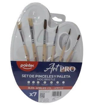 Set De 6 Pinceles Y Paleta Pointer Artpro