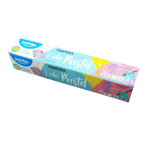 Caja De 06 Colores De Témpera Con Pincel Y Paleta I Like Pastel Pointer