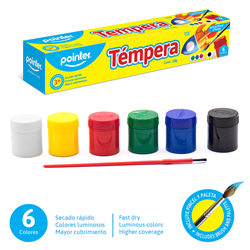Caja De 06 Colores De Témpera Con Pincel Y Paleta Pointer