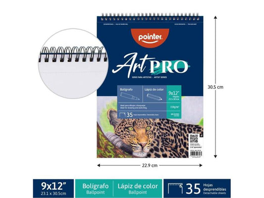 Block De 35 Hojas Desprendibles 9x12 22.6cmx30.05cm Pointer Artpro Para Bolígrafo Y Lápiz De Color