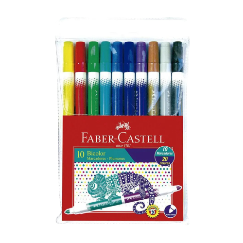 Set De 10 Marcadores Plumones Bicolor Faber Castell