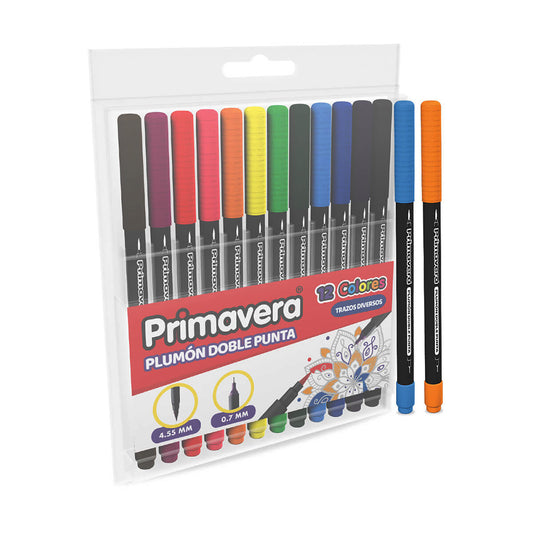 Set De 12 Plumones Doble Punta Para Lettering Vibra Alto Contagia Felicidad