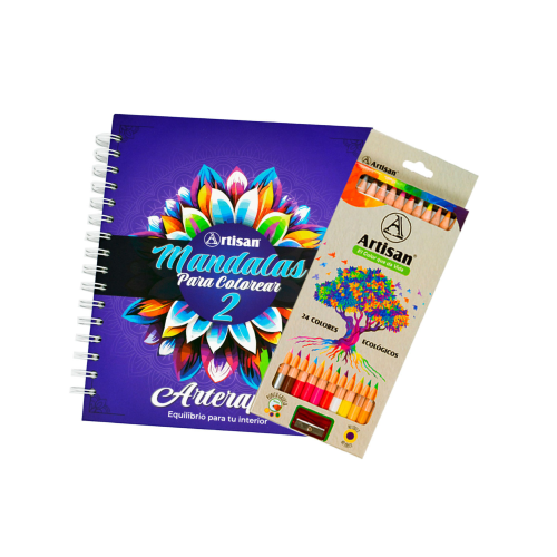 Arteterapia Set Mandalas Para Colorear 2 Con 24 Colores.