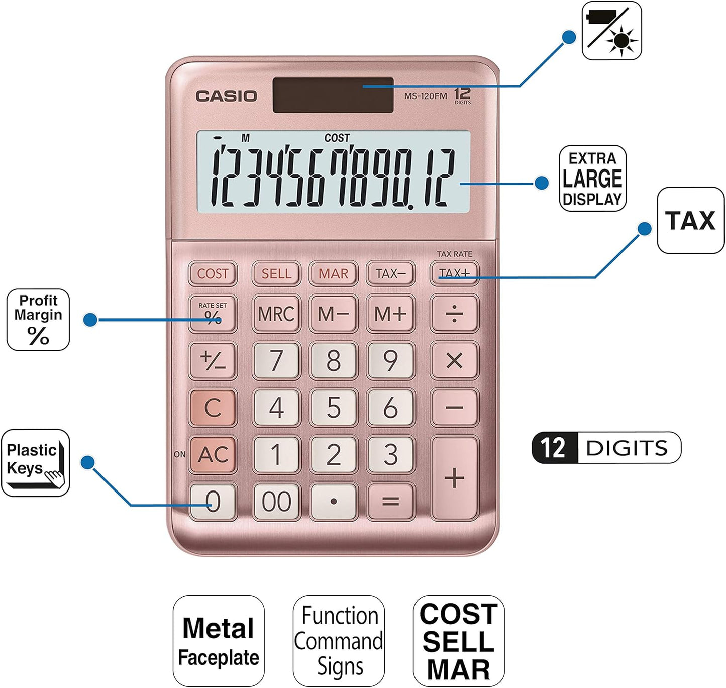 Casio Calculadora de Escritorio 12 Dígitos