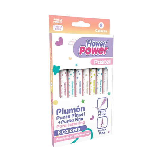 Plumones Doble Punta Pastel Flower Power
