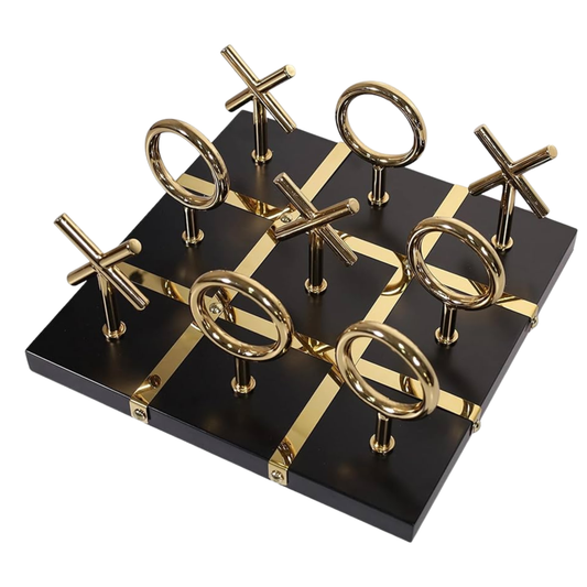 Juego Decorativo Tic Tac Toe Negro con Dorado