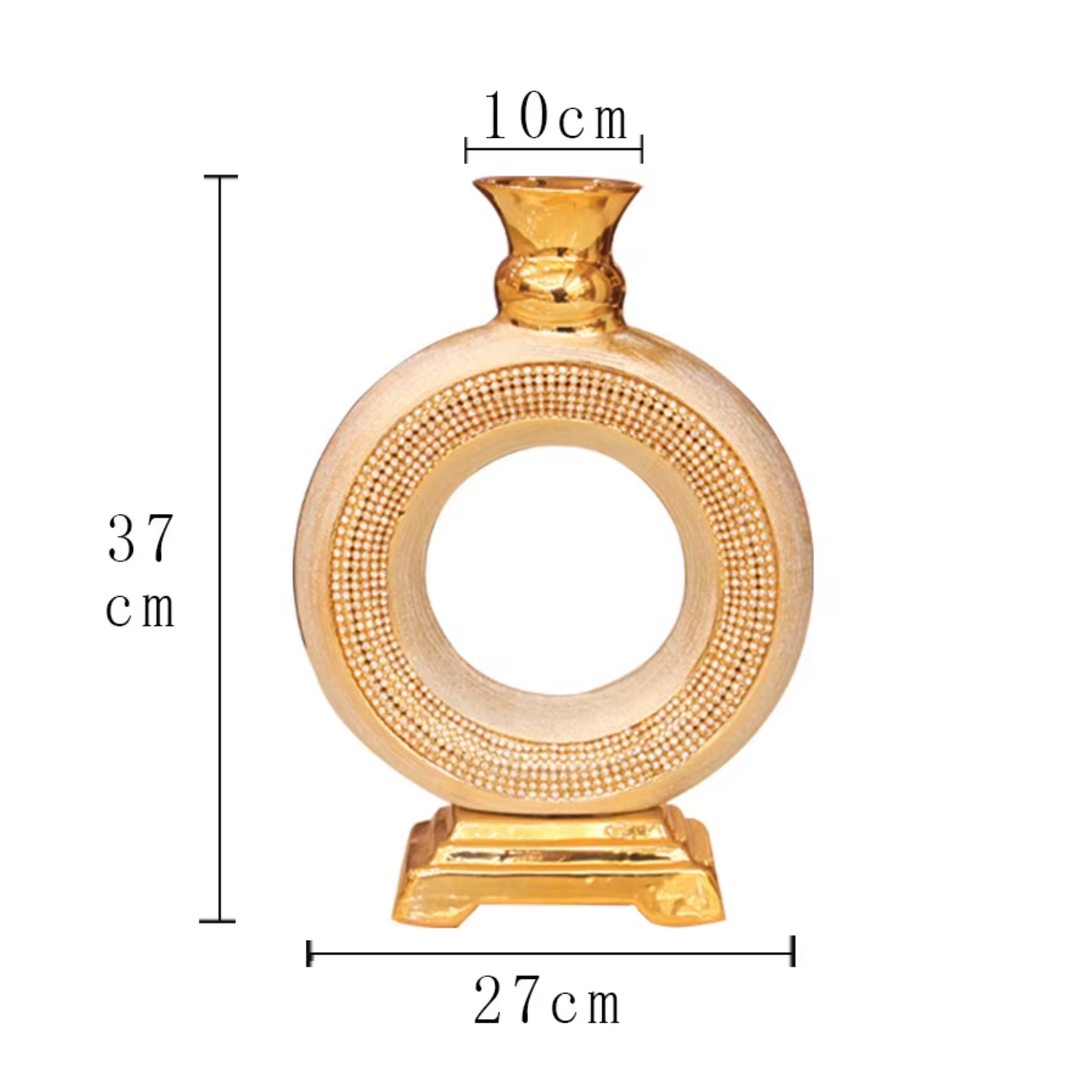 Jarrón Decorativo Dorado Grande con Brillantes