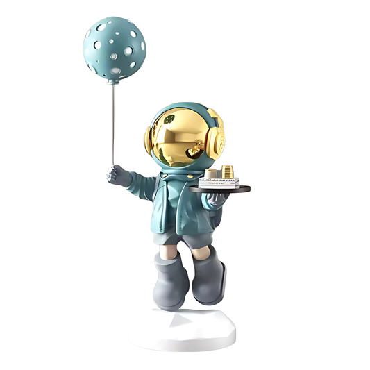 Escultura Decorativa Astronauta Aguamarina