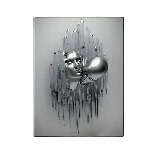 Cuadro Decorativo - Caras de Pareja Plateado