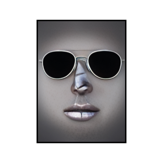 Cuadro Decorativo – Rostro Abstracto con Gafas Plateadas