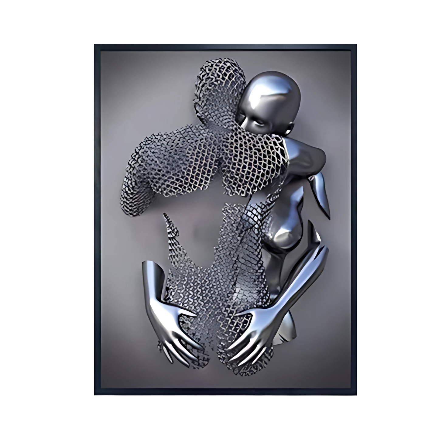 Cuadro Decorativo - Pareja Abrazada Plateado