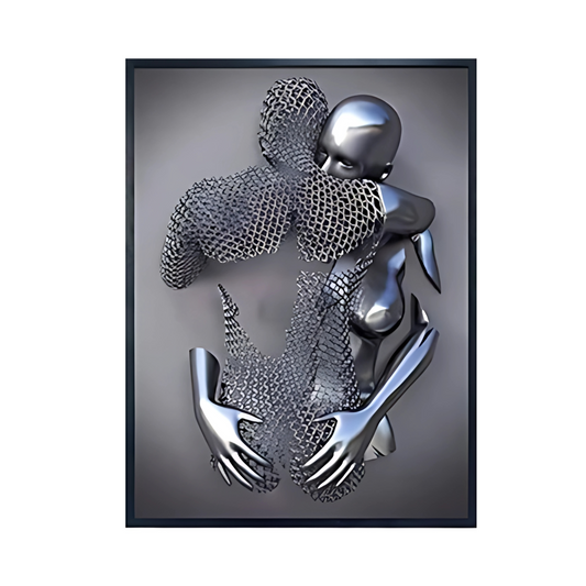Cuadro Decorativo - Pareja Abrazada Plateado