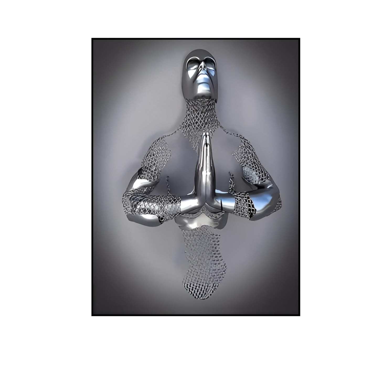Cuadro Decorativo - Hombre Con Las Manos Juntas Plateado