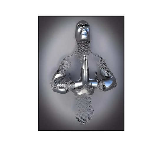 Cuadro Decorativo - Hombre Con Las Manos Juntas Plateado