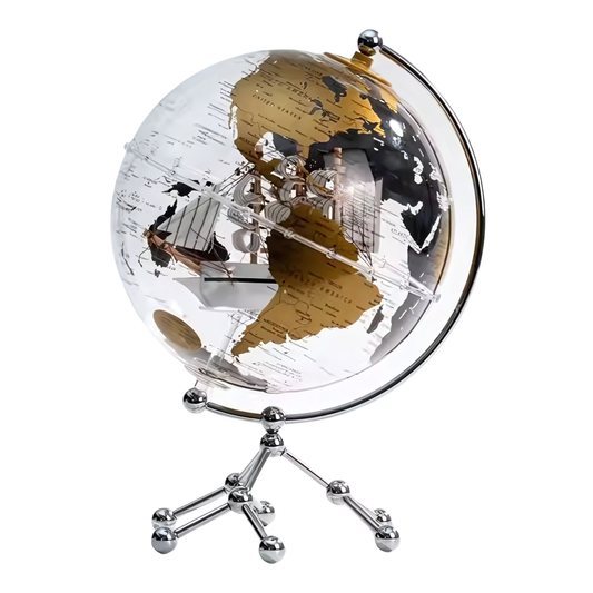 Lámpara Globo Terráqueo Con Velero Dorado