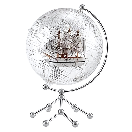 Lámpara Globo Terráqueo con Velero Blanco