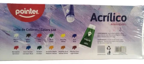 Set De 12 Colores De Pintura Acrílica 22ml Pointer