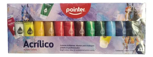 Set De 12 Colores De Pintura Acrílica 22ml Pointer
